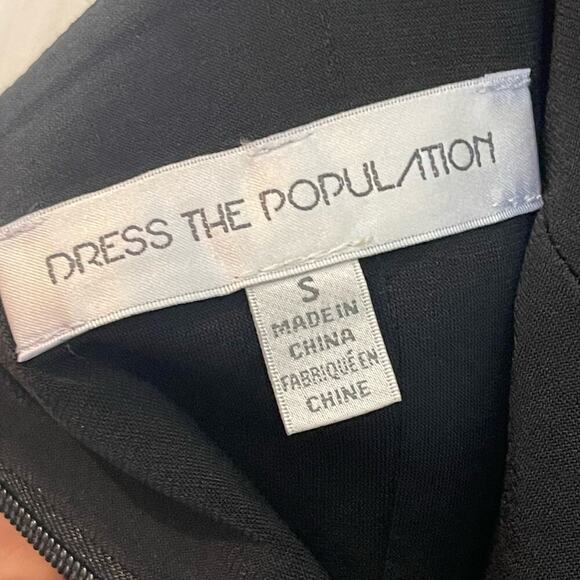 Dress The Population Dana Black Deep V-Neck Sheath Dress Size S NWT - Picture 6 of 9